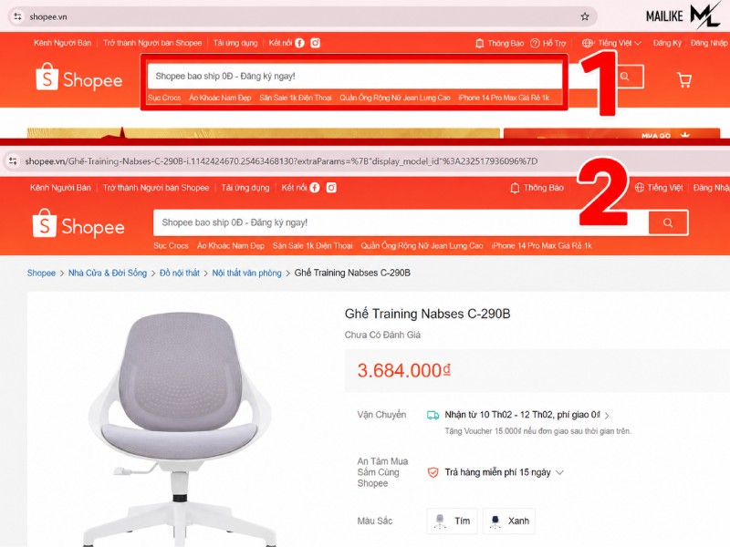 Sao chép link shopee sản phẩm trên máy tính