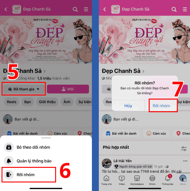 Cách Out nhóm trên Facebook bằng điện thoại