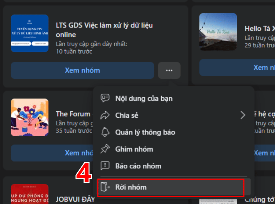 Cách Out nhóm trên Facebook bằng máy tính