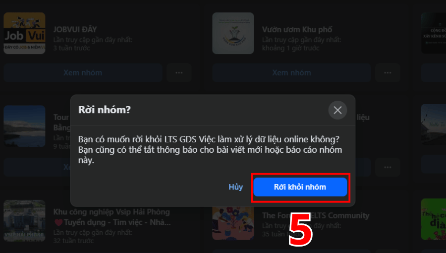 Cách Out nhóm trên Facebook bằng máy tính