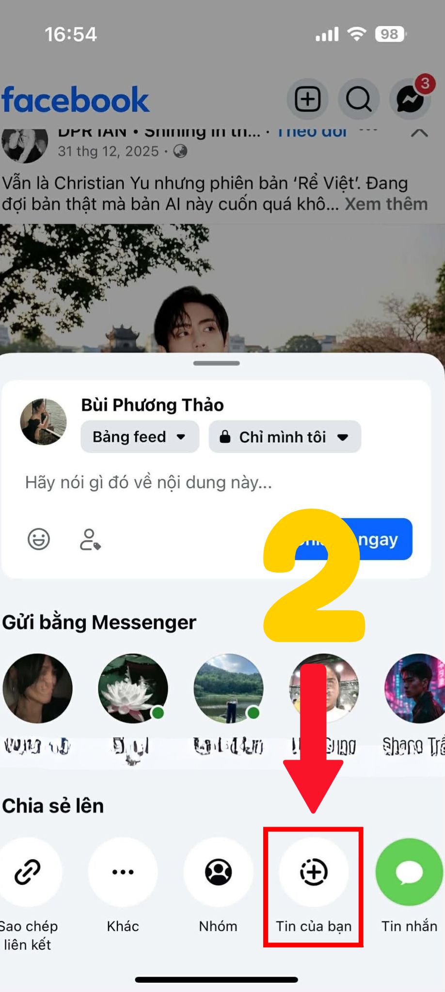 cách chia sẻ bài viết lên story