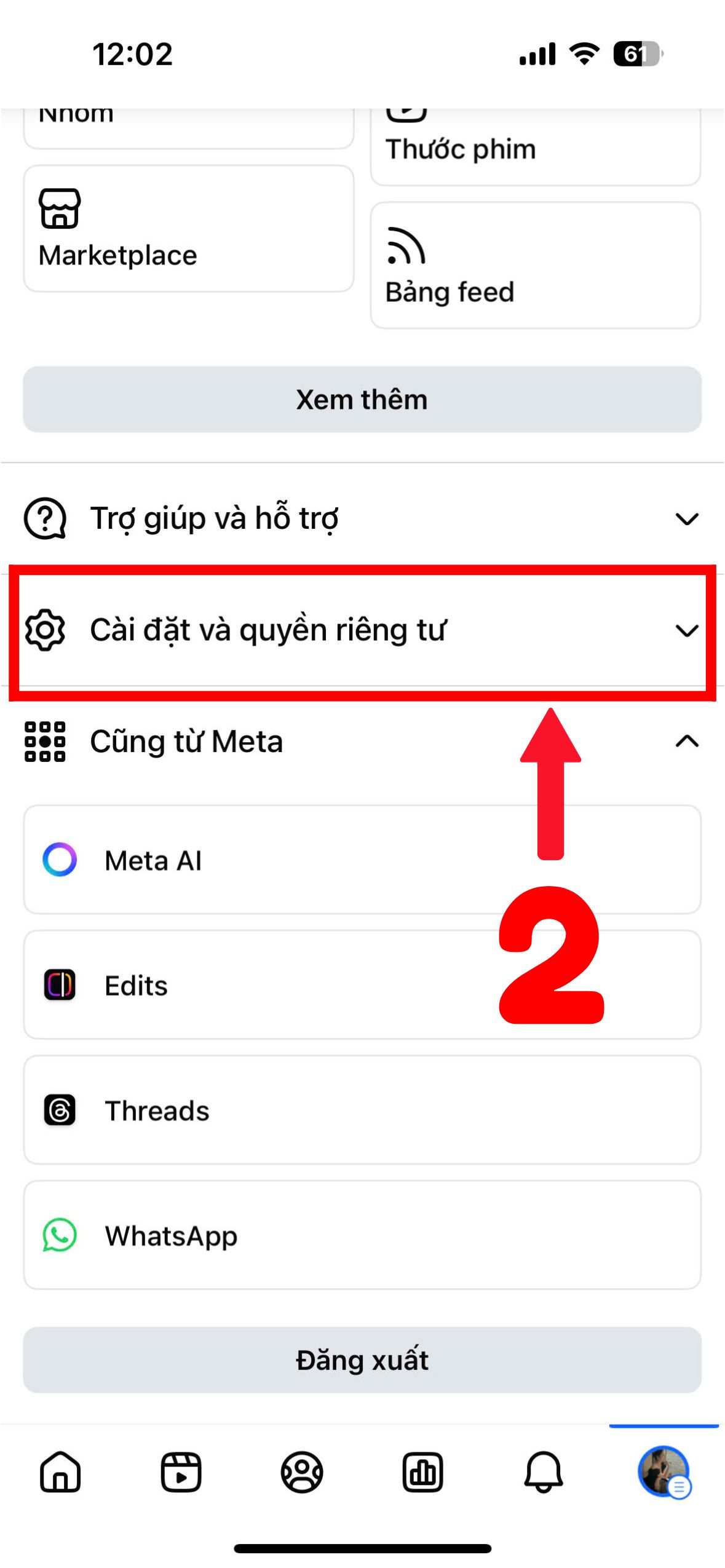 Cách bật người theo dõi facebook bằng điện thoại bước 2