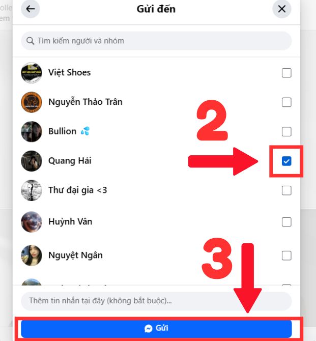 Gửi bài viết qua messenger