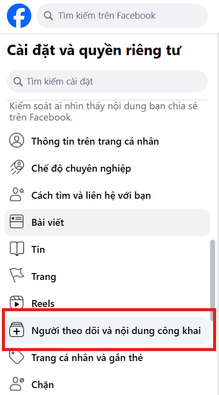 Người theo dõi và bài viết công khai