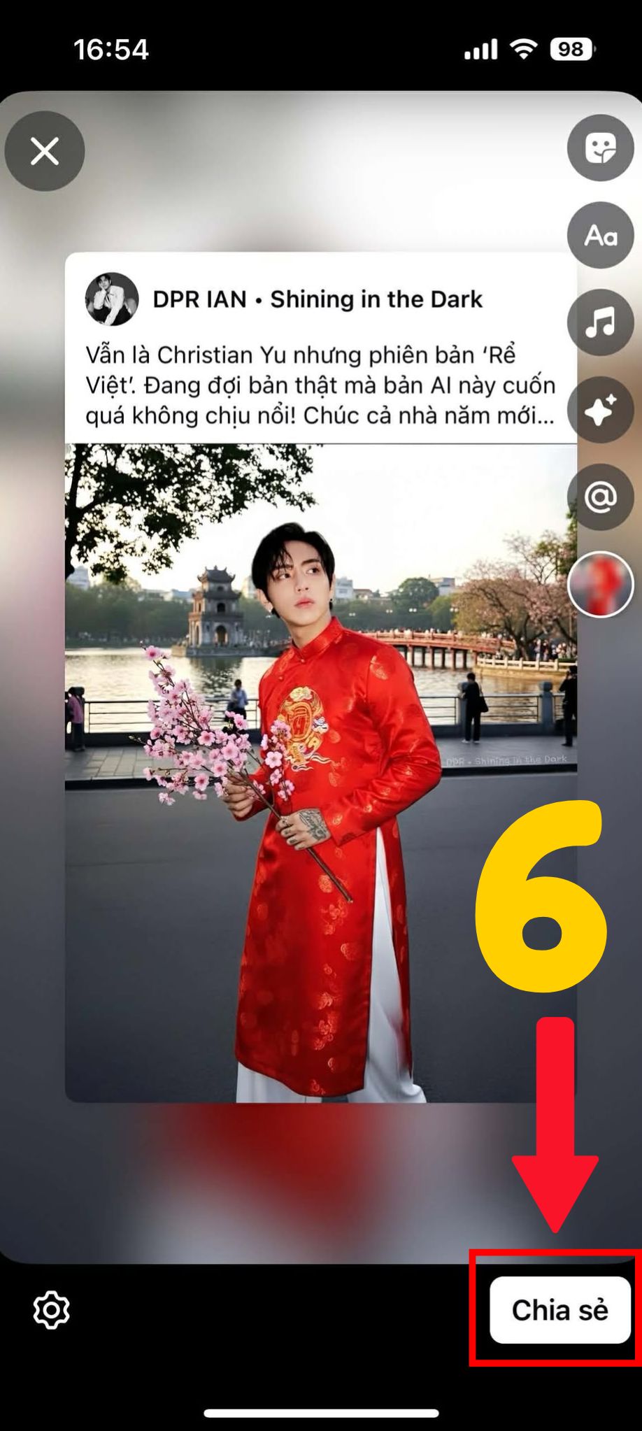 Chia sẻ bài viết lên story facebook