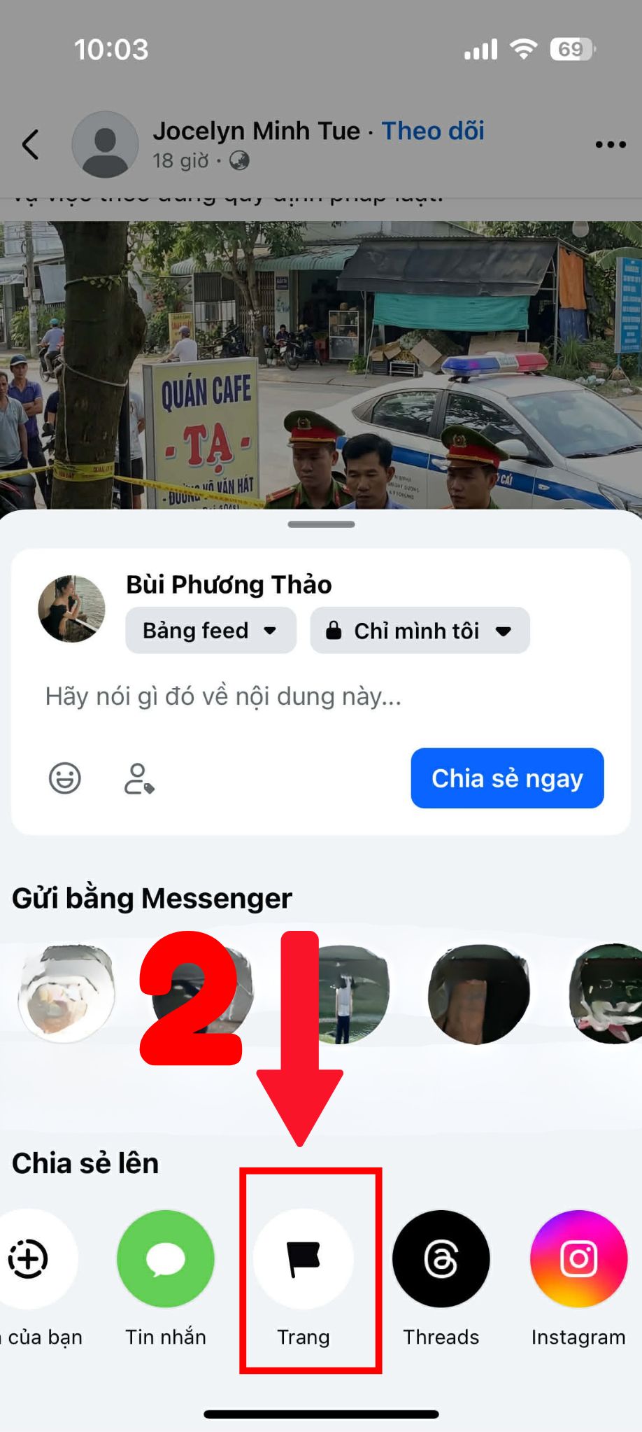 Cach gui tin nhan tren facebook qua ung dung khac 1