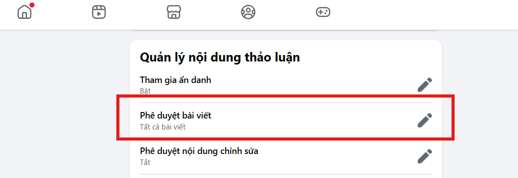 Cách bật phê duyệt bài viết nhóm facebook bằng máy tính - bước 2