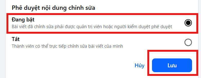Cách bật phê duyệt bài viết nhóm facebook bằng máy tính - bước 4