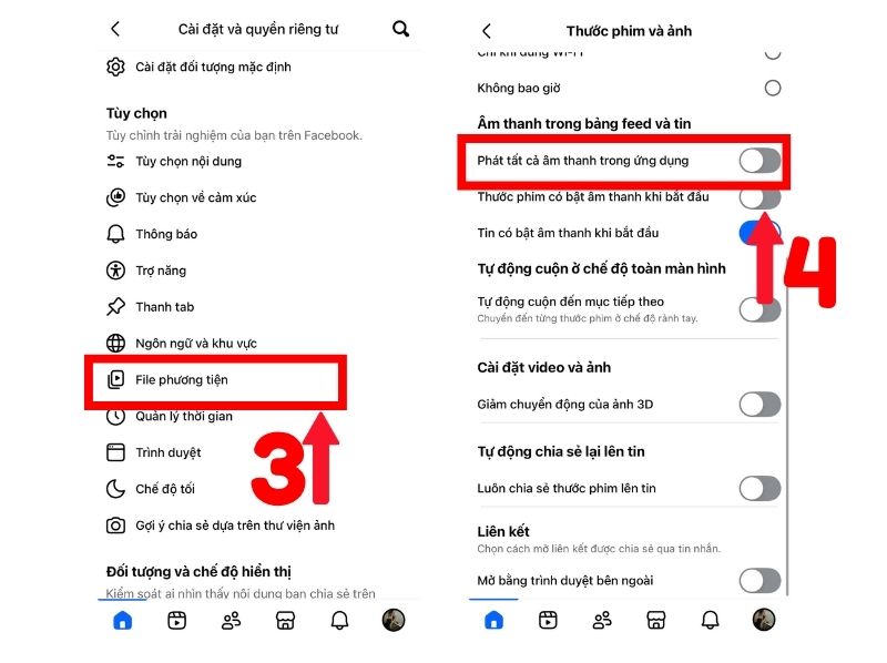 cách tắt âm thanh like FB trên điện thoại