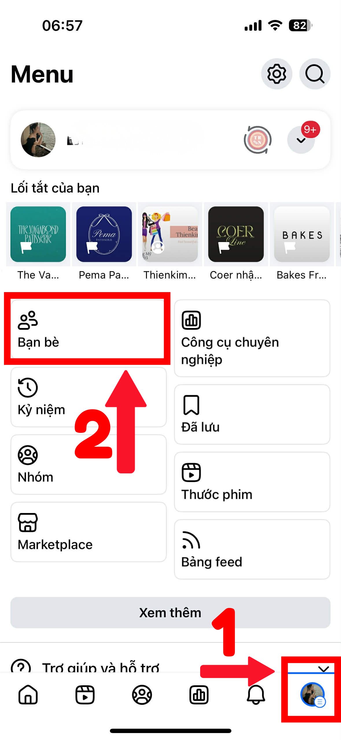 Vào trang cá nhân chọn Bạn bè