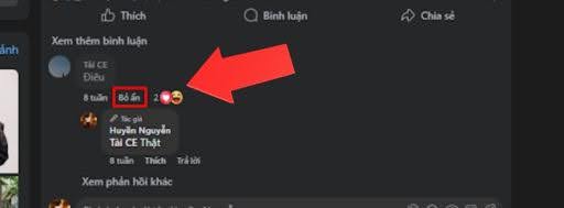 Nhấn “Bỏ ẩn” để hiển thị cmt lại như ban đầu