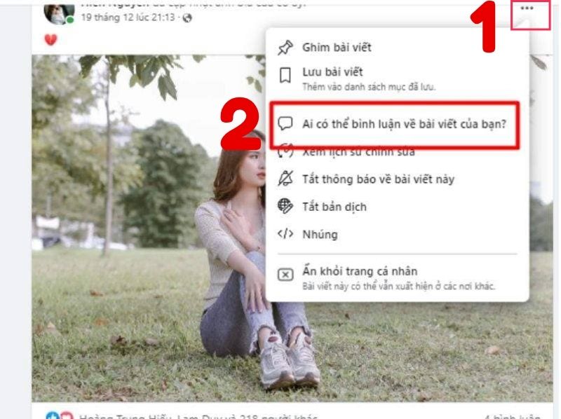 cách khóa bình luận facebook