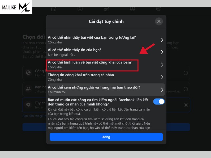 không cho người lạ bình luận facebook