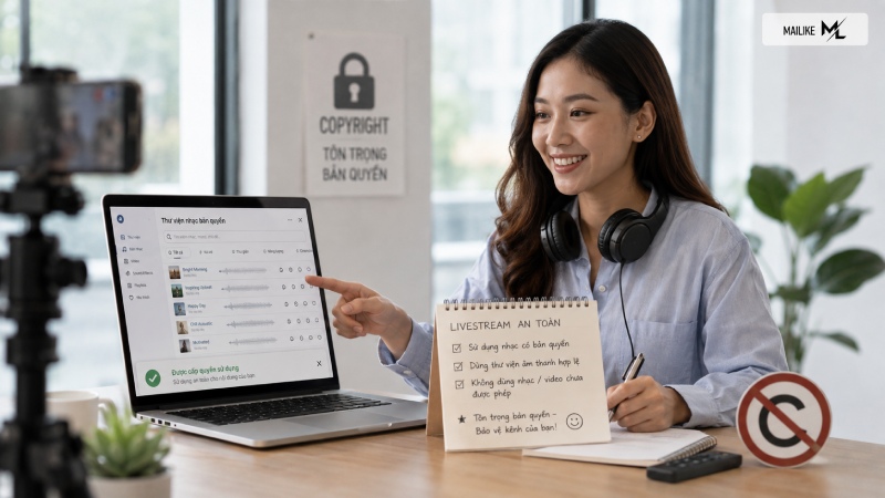 Tuyệt đối không dùng nhạc bản quyền thương mại khi chưa có phép