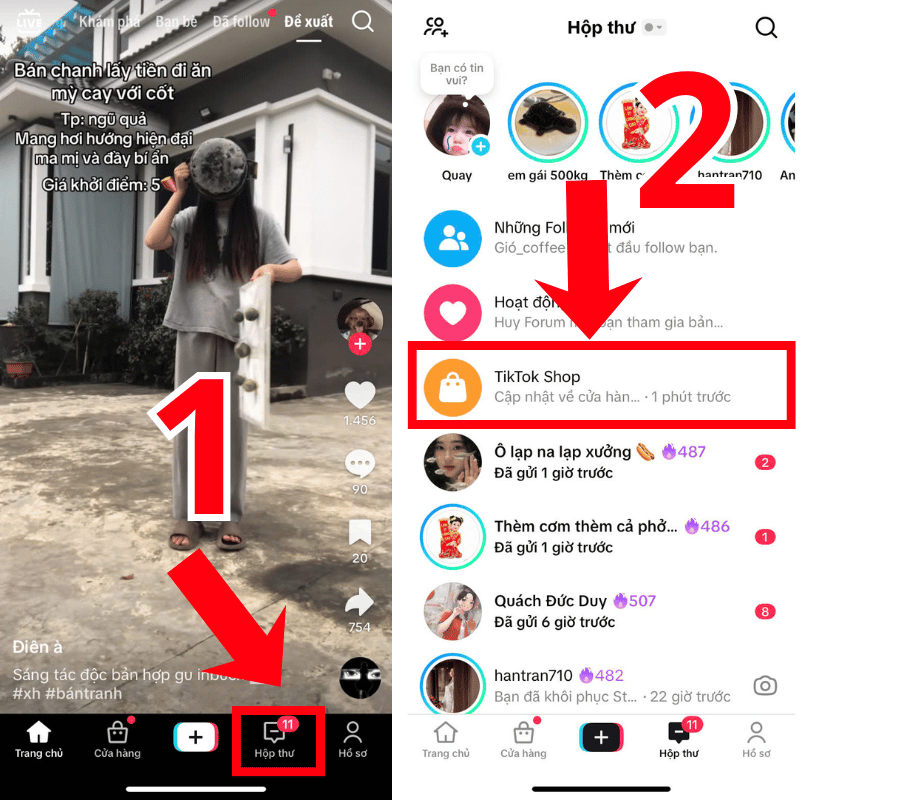 Kiểm tra đơn hàng TikTok qua hộp thư