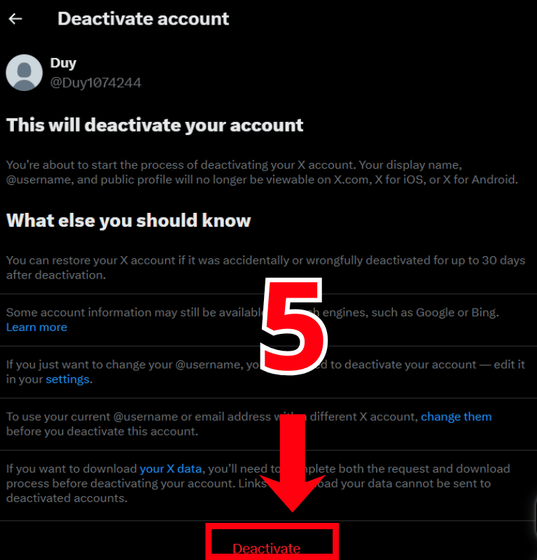 Điều khoản xóa tài khoản Twitter
