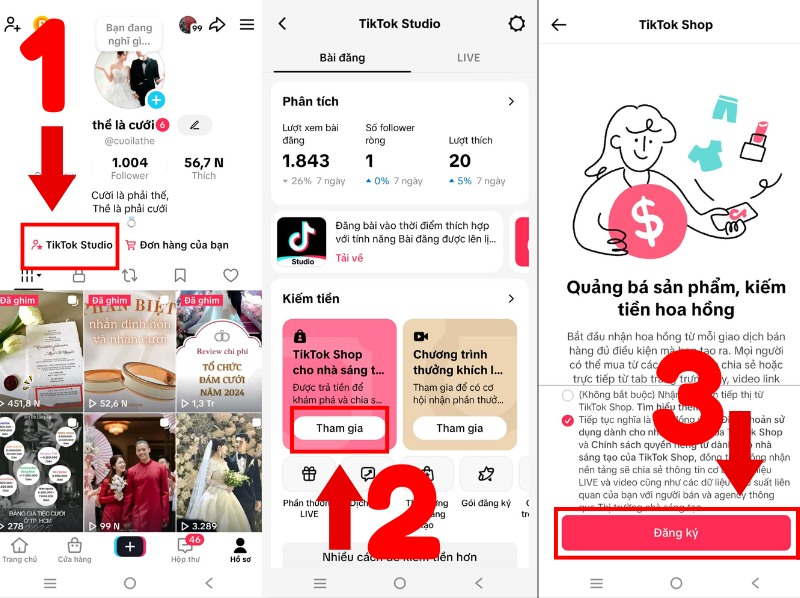 Cách gắn link sản phẩm trên Tiktok Studio