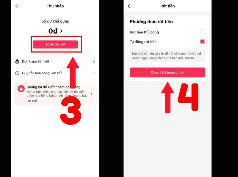 Cách rút tiền hoa hồng từ Tiktok