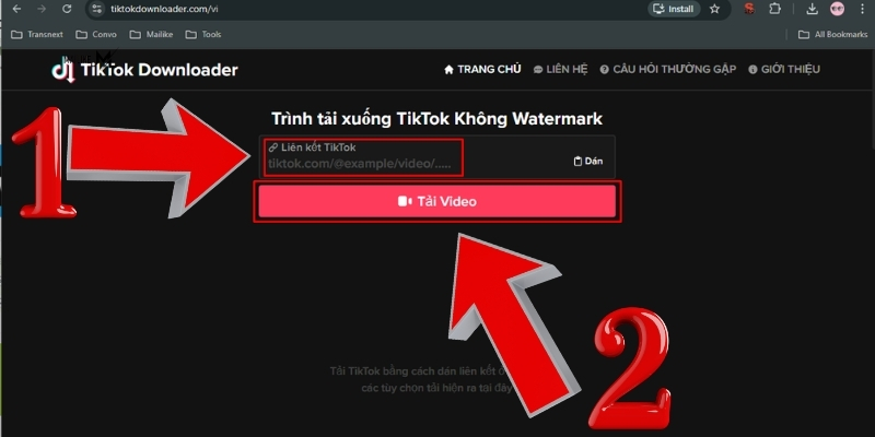 Vào trang web nhập link và ấn download video không logo xuống
