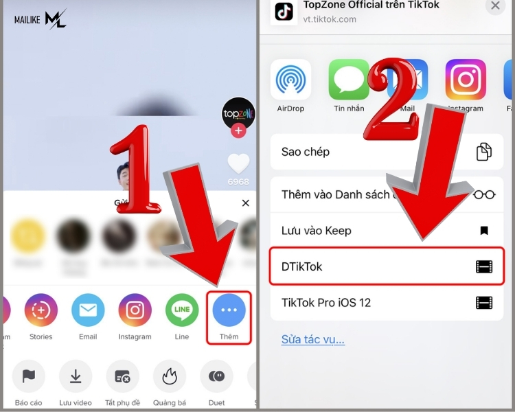 Chọn DTiktok để tài video về