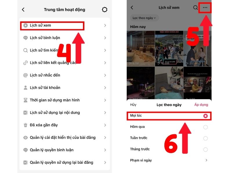 cách xem lịch sử tiktok