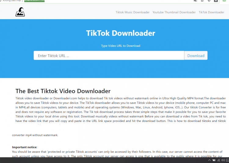Tải video TikTok không logo (watermark) bằng Downloaderi.com rất đơn giản