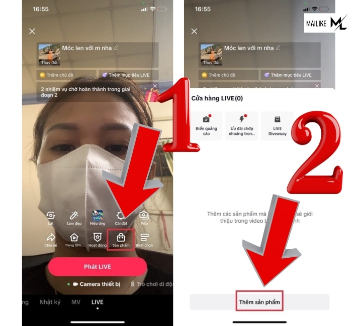 Chọn "Thêm sản phẩm" trên tiktok