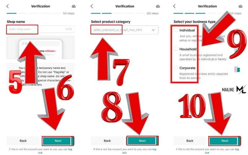 Điền đúng thông tin cơ bản để tạo tiktok shop