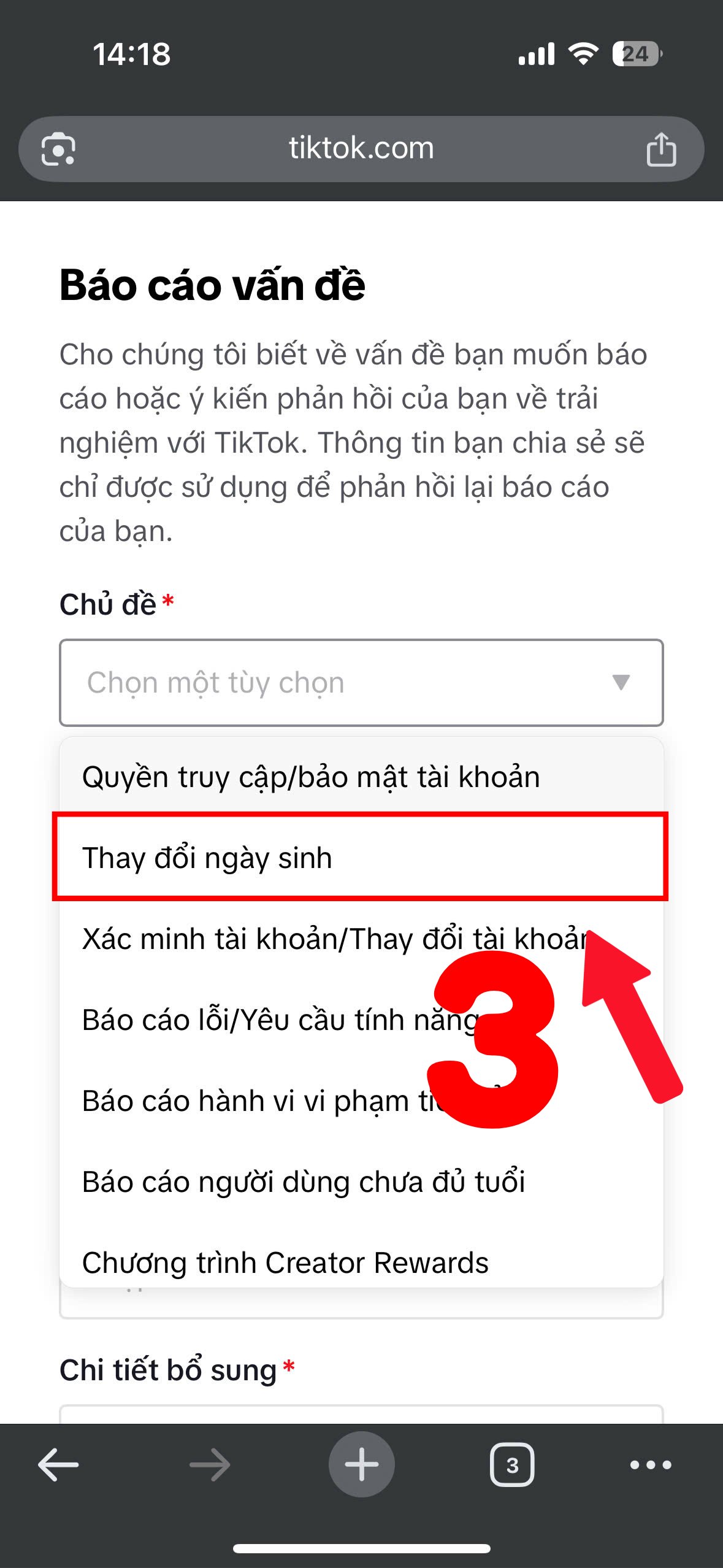 Thay đổi ngày sinh