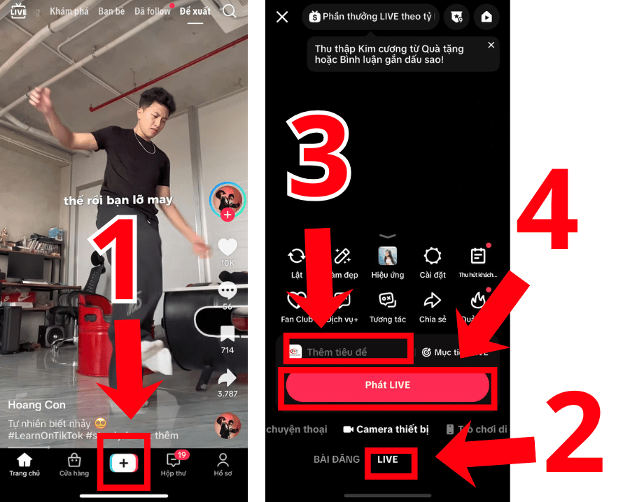 Cách Live trên TikTok bằng điện thoại