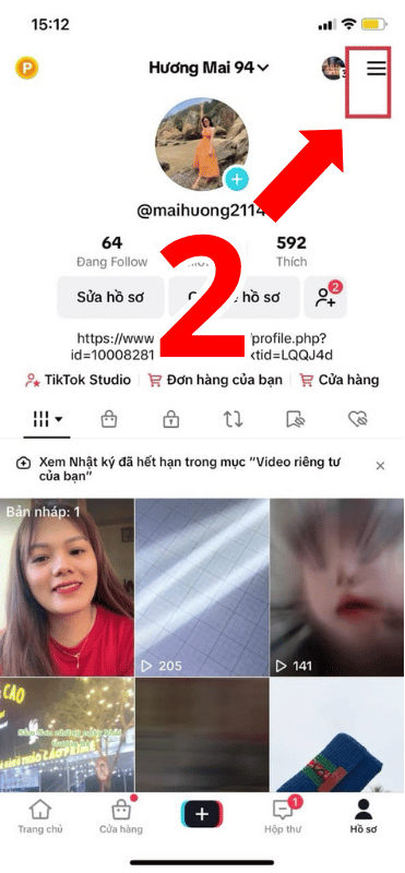 Chọn biểu tượng 3 gạch