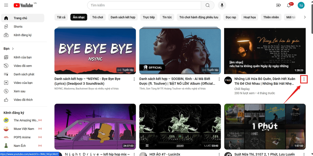 Nhấn vào "ba dấu chấm"  bên dưới góc phải video.