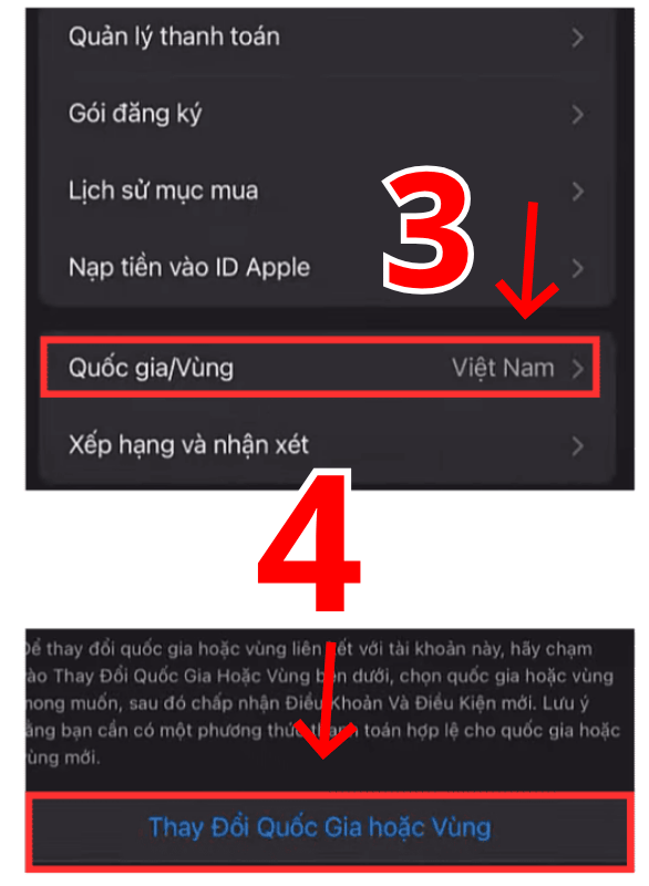 Thay đổi vùng