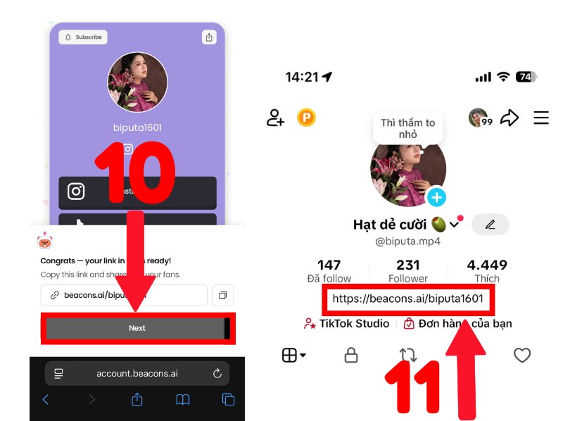 Cách gắn link bio trên Tiktok