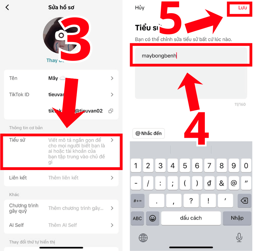 Gắn link Bio trên TikTok