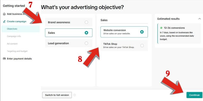 Để tạo Tiktok Ads đầu tiên cần tạo chiến dịch