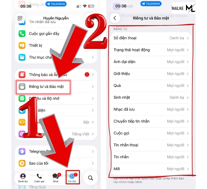 Cách ẩn thông tin trên Telegram qua điện thoại dễ dàng