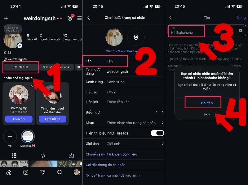 cách đổi tên Instagram