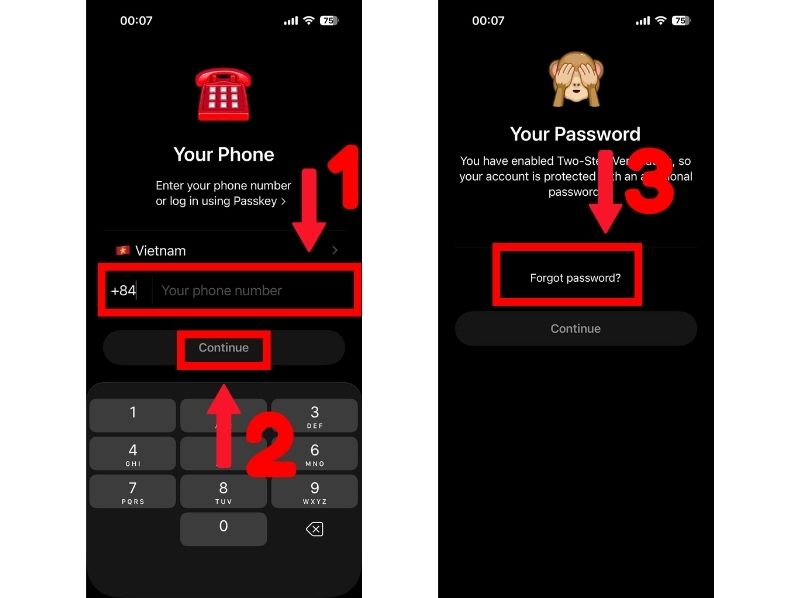 cách lấy lại mật khẩu telegram