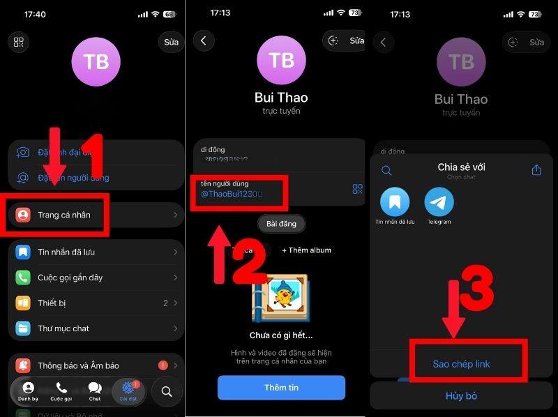 cách lấy link telegram của mình