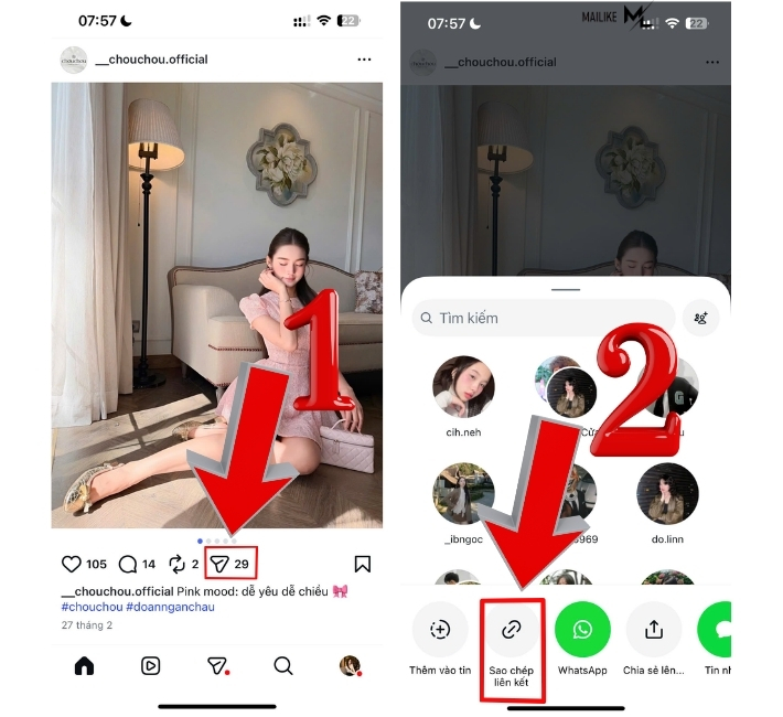 Cách lấy link bài viết trên instagram