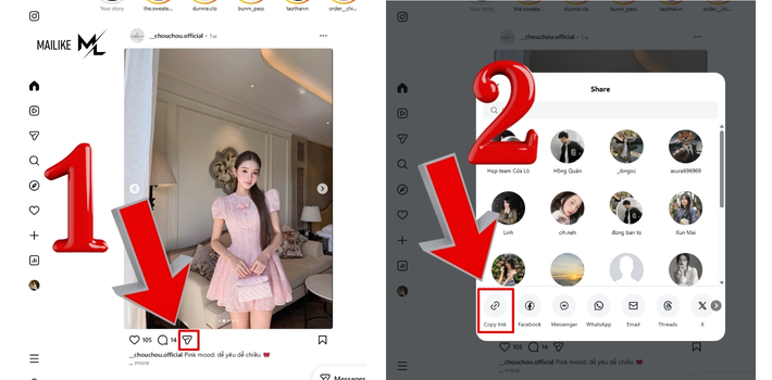 Cách sao chép link bài viết instagram qua máy tính