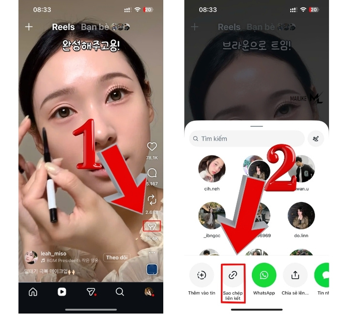 Cách sao chép đường link video instagram qua điện thoại