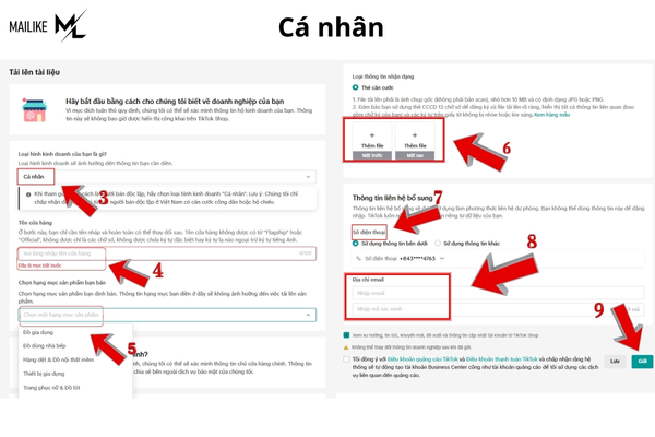 Điền đầy đủ thông tin cho mô hình kinh doanh cá nhân