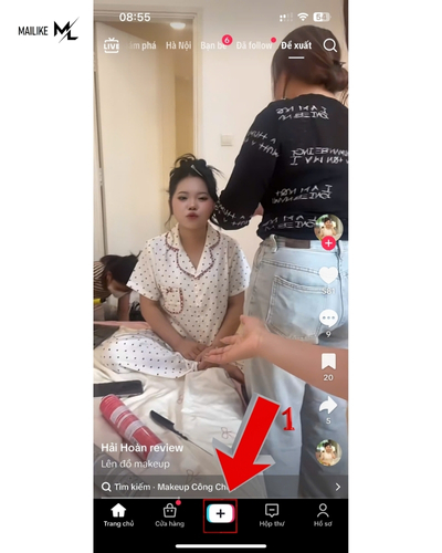 Chọn vào biểu tượng dấu cộng "+" ở thanh Menu phía dưới