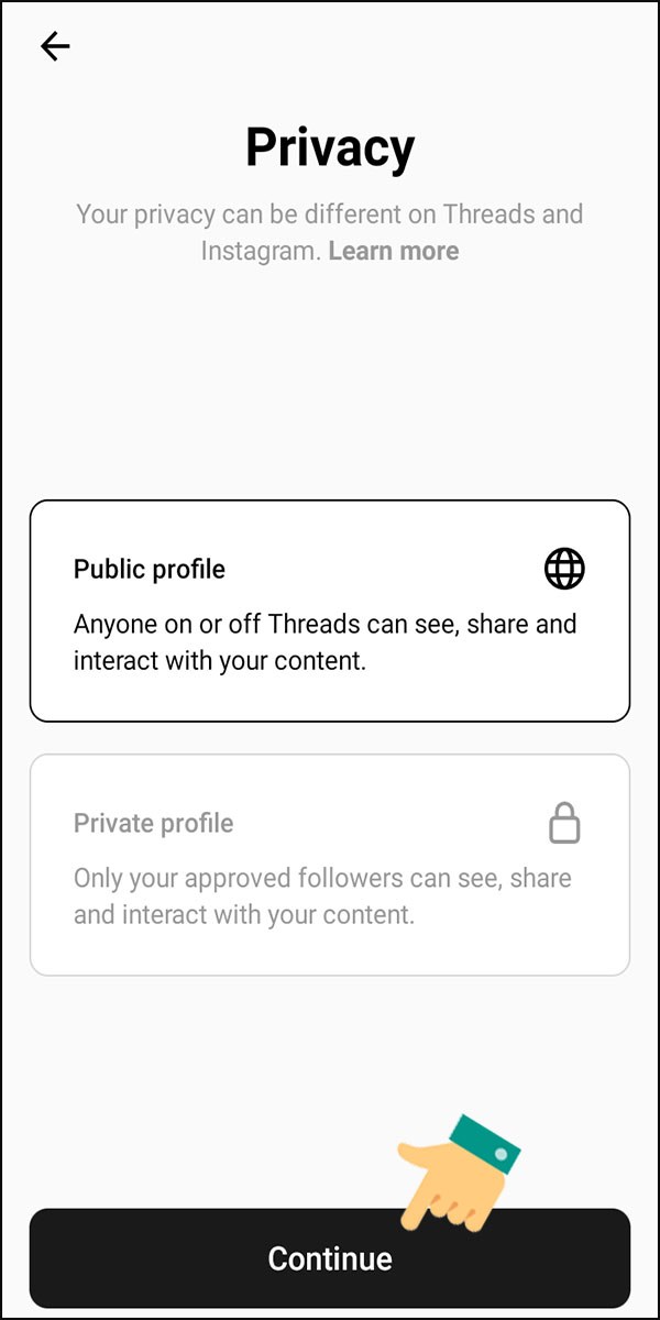 Tùy chọn công khai hoặc khóa tài khoản Instagram