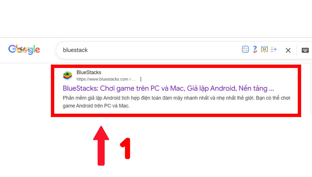 Tìm và cài Bluestacks
