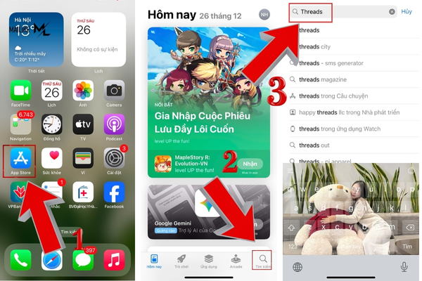 Vào app store để tìm kiếm ứng dụng Threads