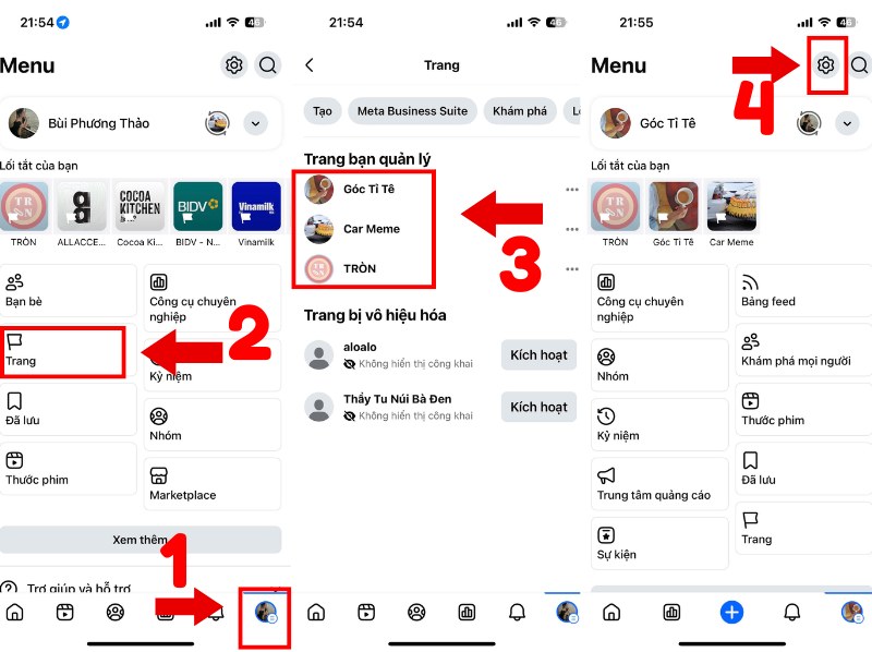 Chuyển đổi chế độ cá nhân sang fanpage