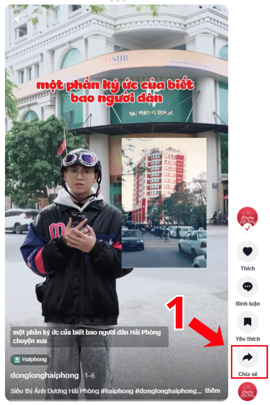Nhấn mũi tên chia sẻ